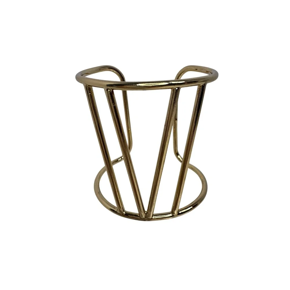 Gold Tone Geometric Cage Cuff‎ Bracelet Architectural Open Back Statement Y2K